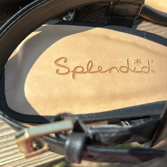 Splendid Keeva Sandal. Black Espadrille Block Heel. Leather. - Picture 4 of 9